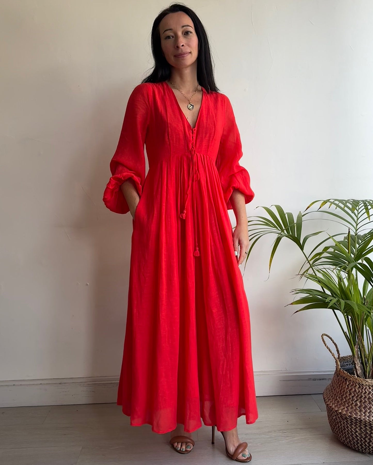 Weekend Maxmara Red Linen Dress ~ Size 6
