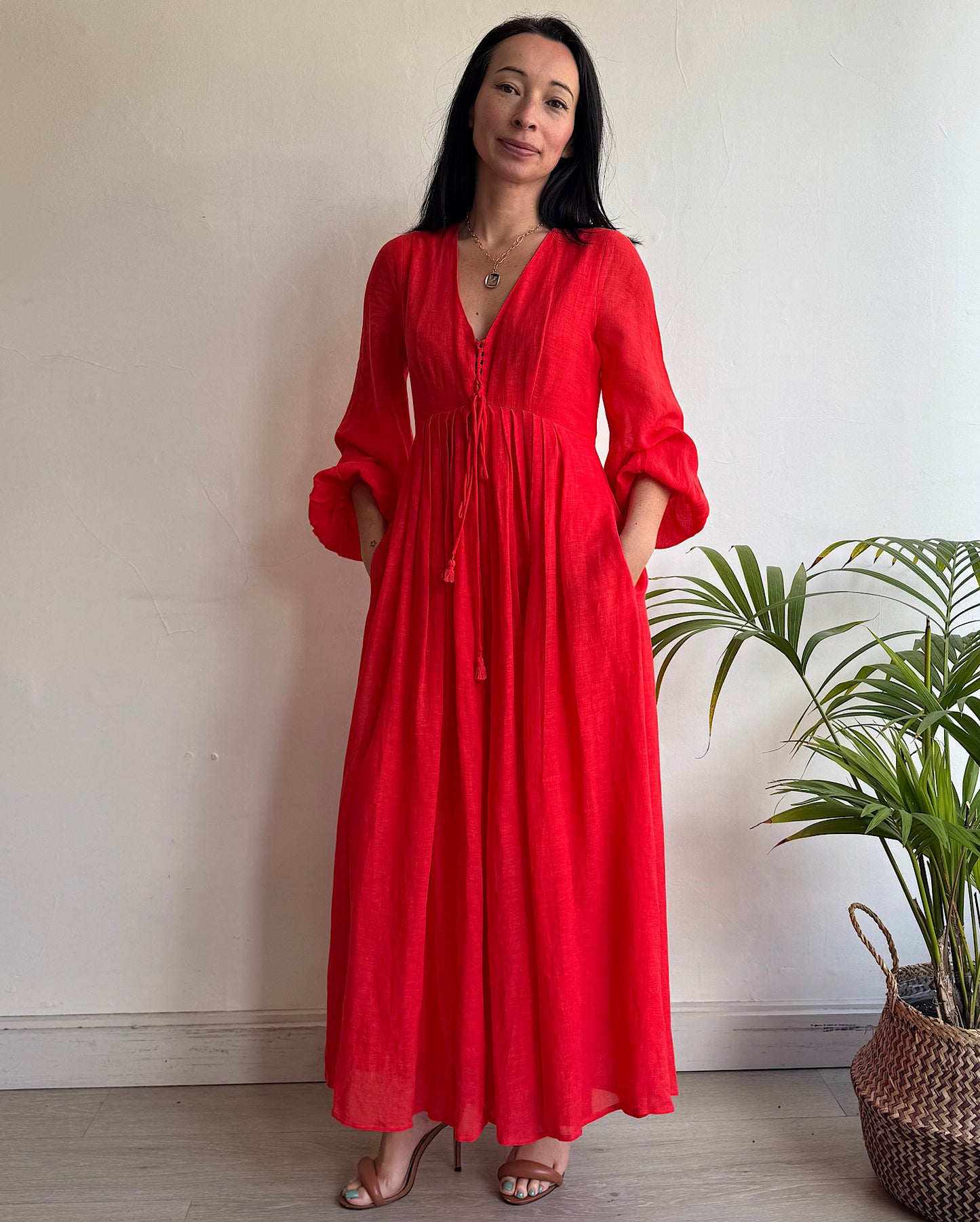 Weekend Maxmara Red Linen Dress ~ Size 6