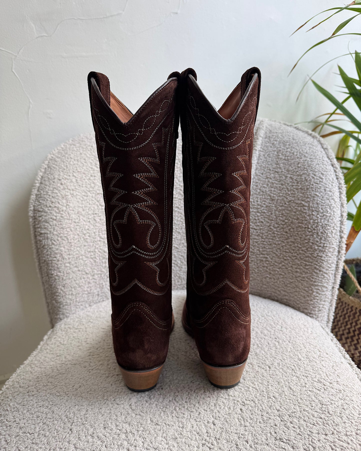 Brown Suede Cowboy Boots ~ Size 4