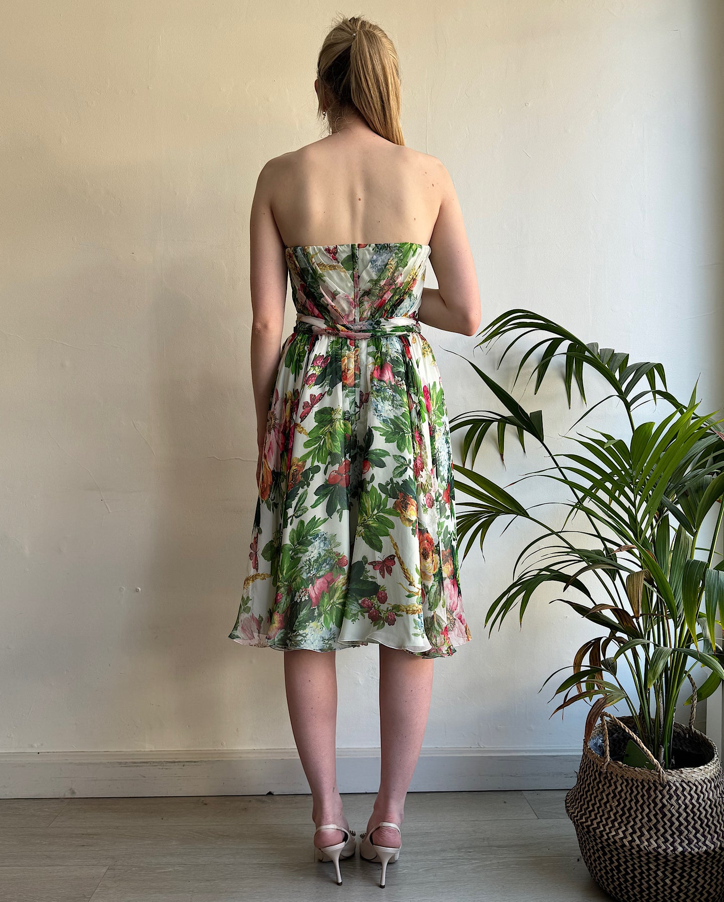 Floral Strapless Dress ~ Size 14