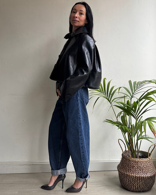 Cropped Leather Jacket ~ Size 10