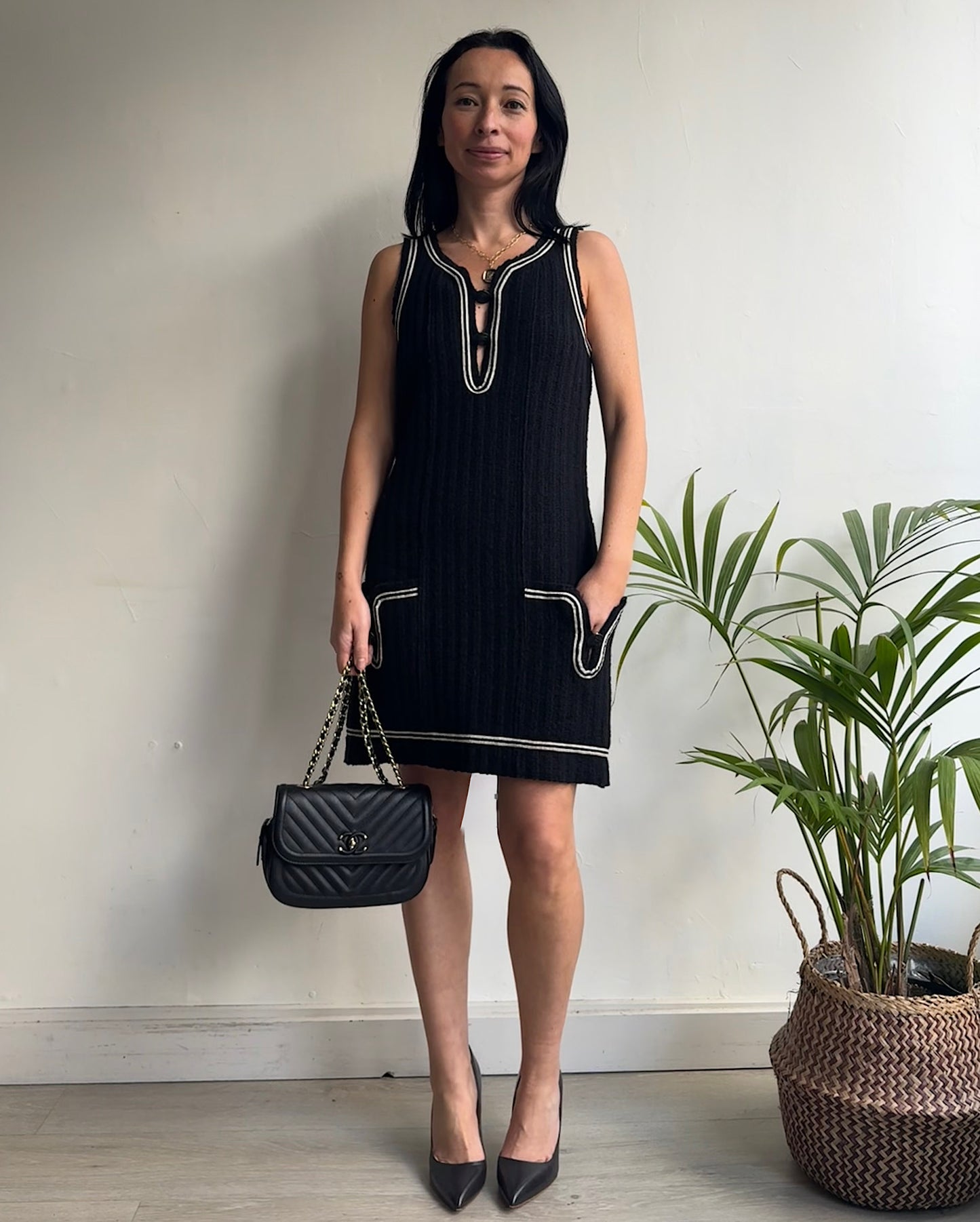 Black Ribbed Mini Dress ~ Size 6