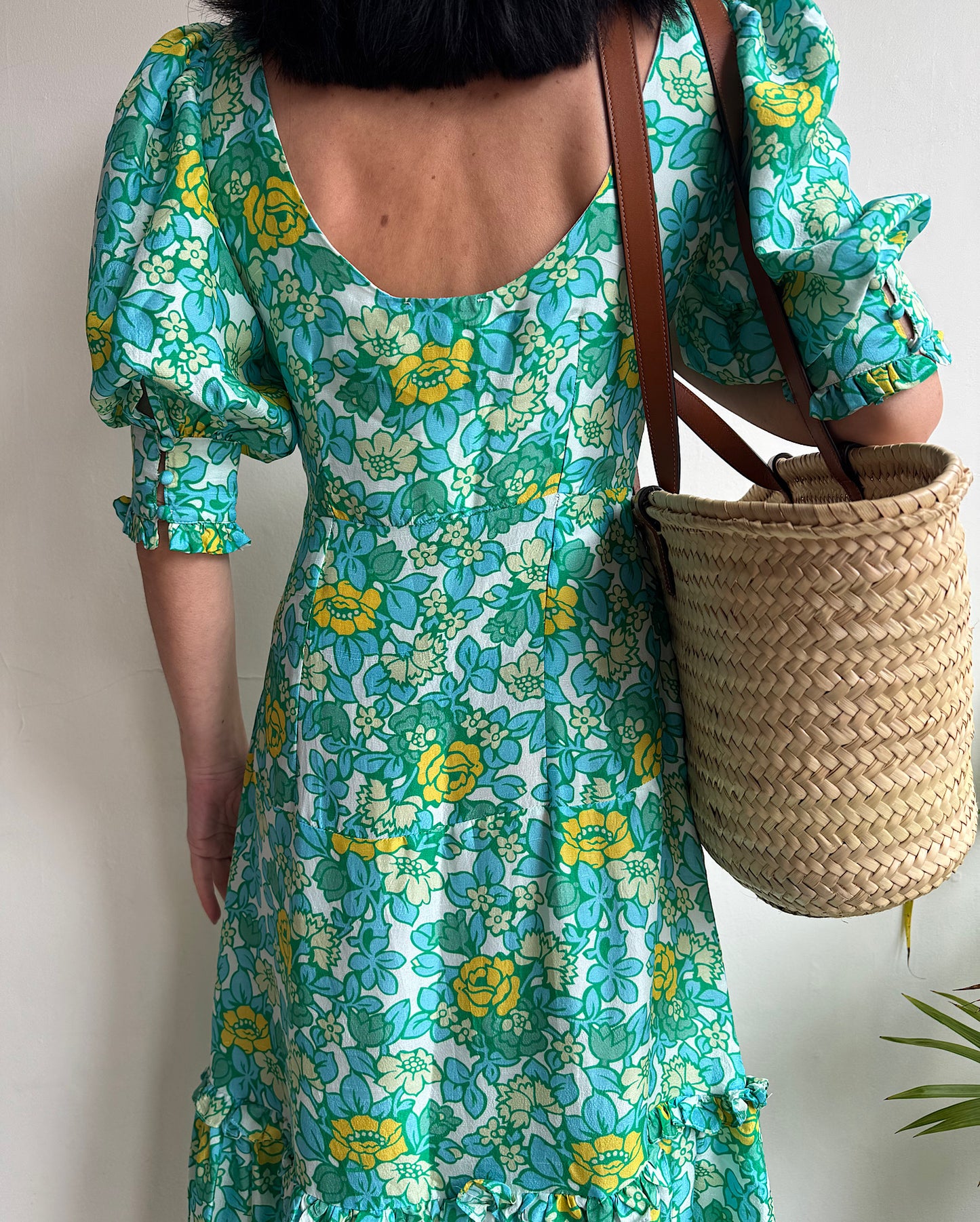 RIXO Kiara Green Silk Floral Dress ~ Size XS