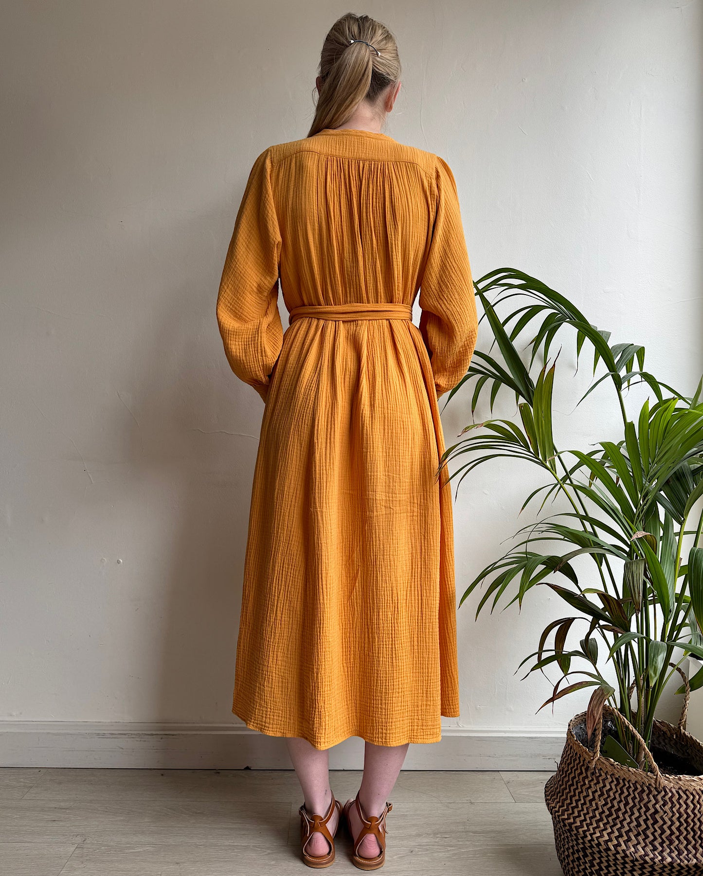 SALE Yellow Cheesecloth Dress ~ Size S