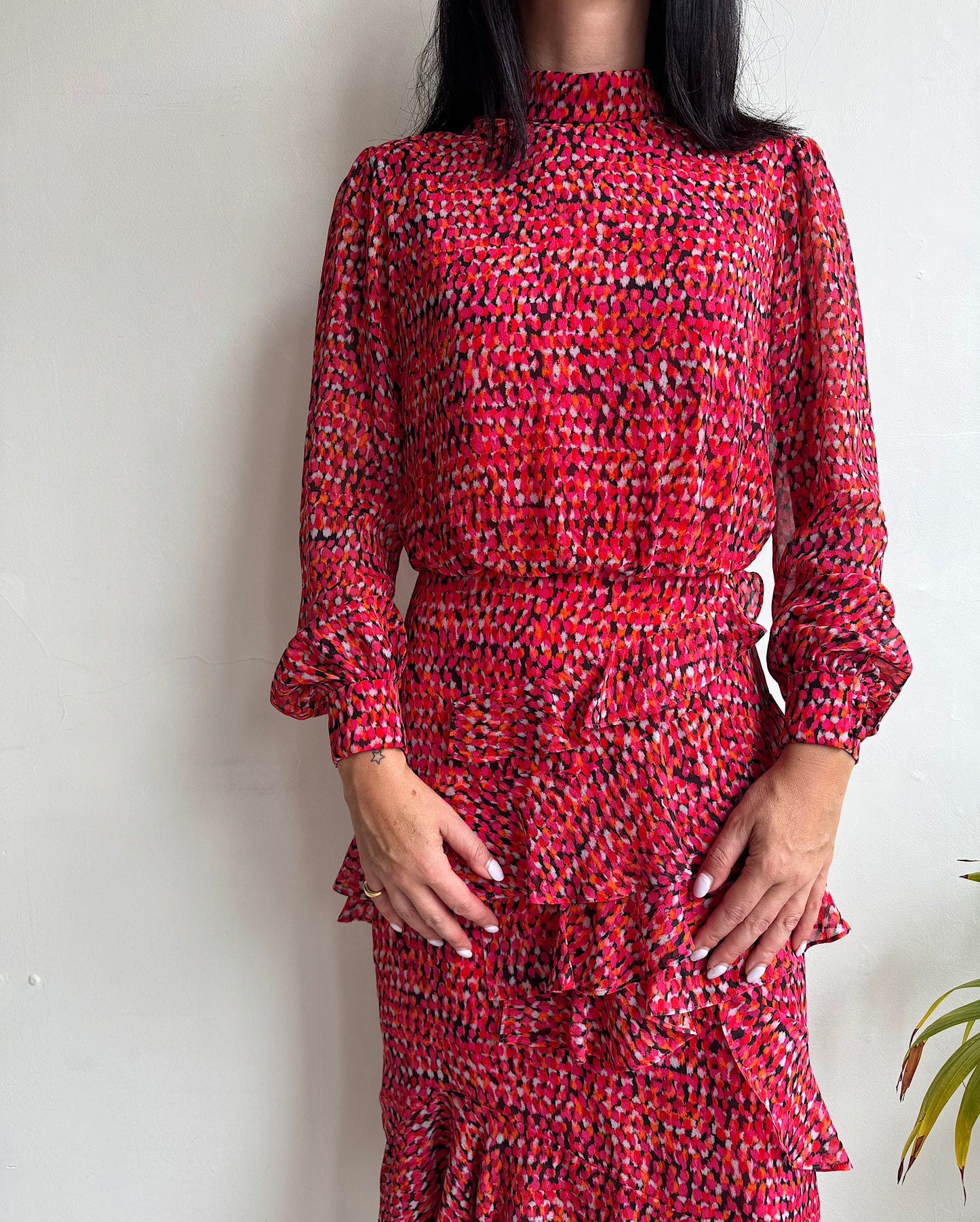 Saloni Red Ruffle Dress ~ Size 10