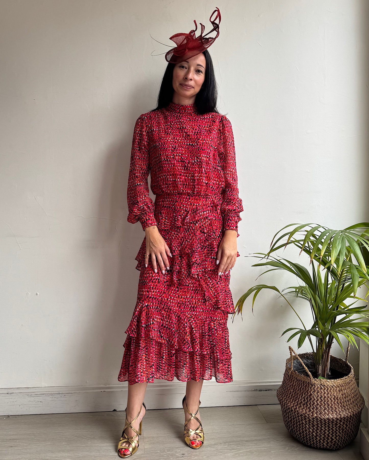 Saloni Red Ruffle Dress ~ Size 10