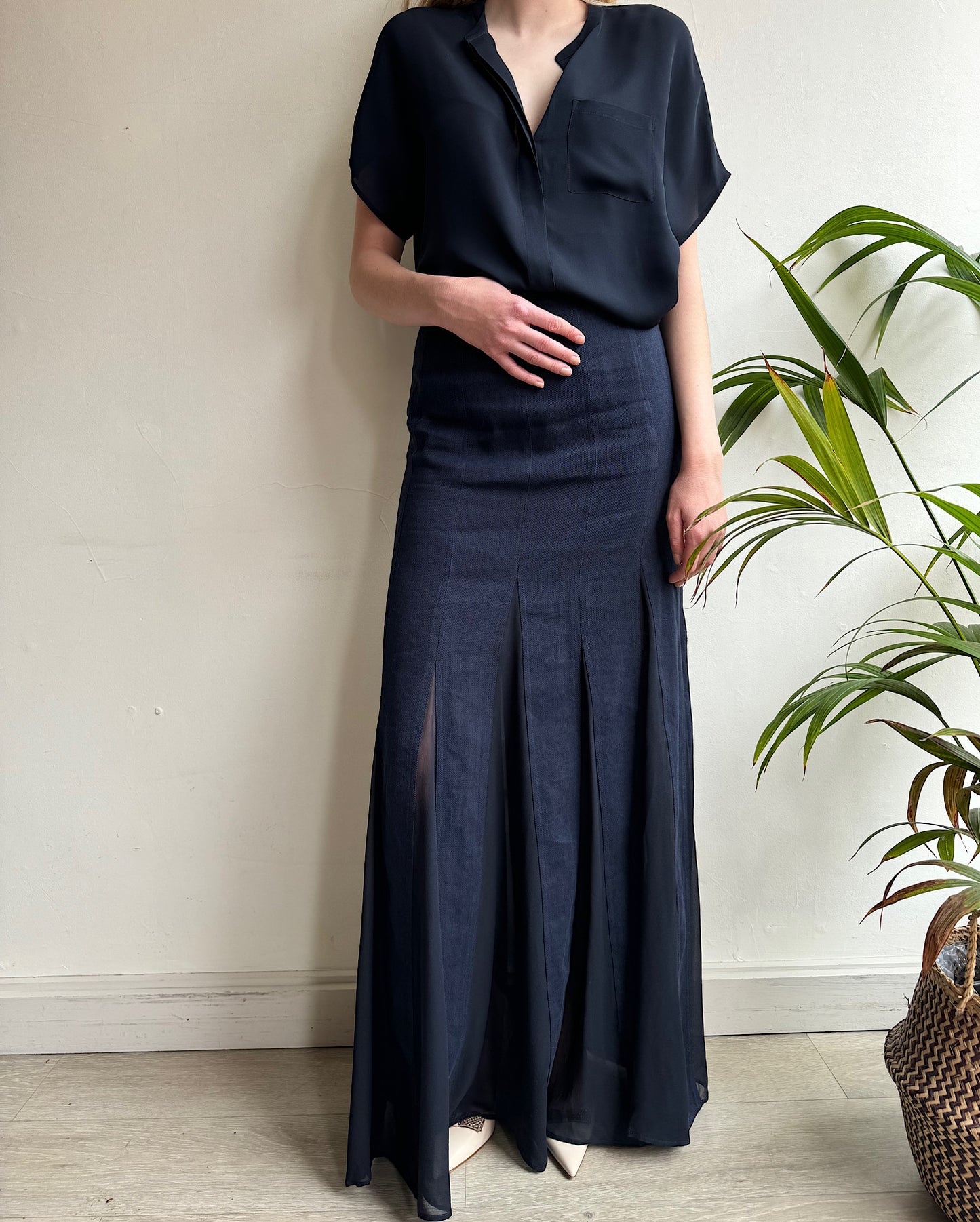 Navy Blue Maxi Skirt ~ Size 10