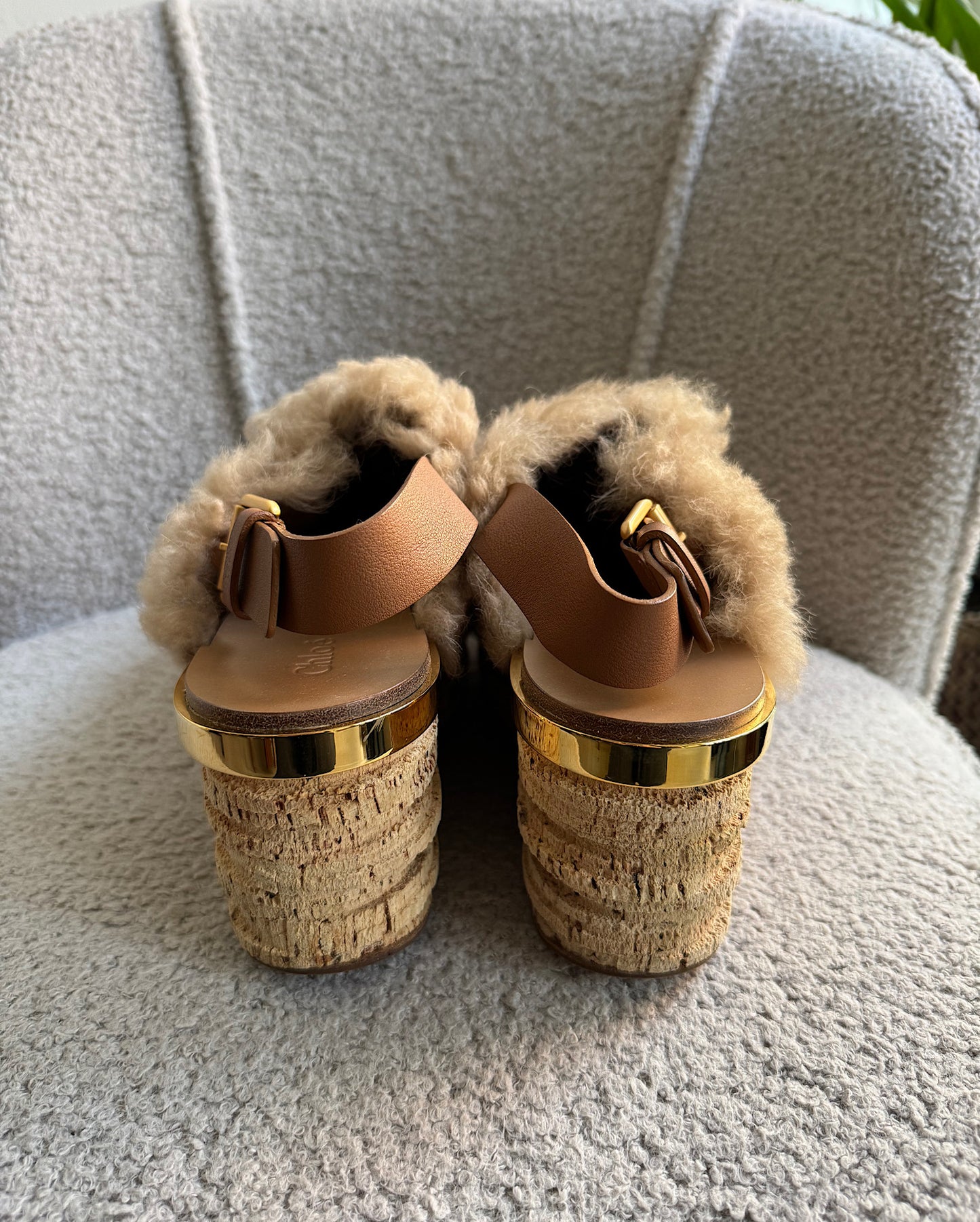 Camilla Shearling Slingback Wedges ~ Size 7