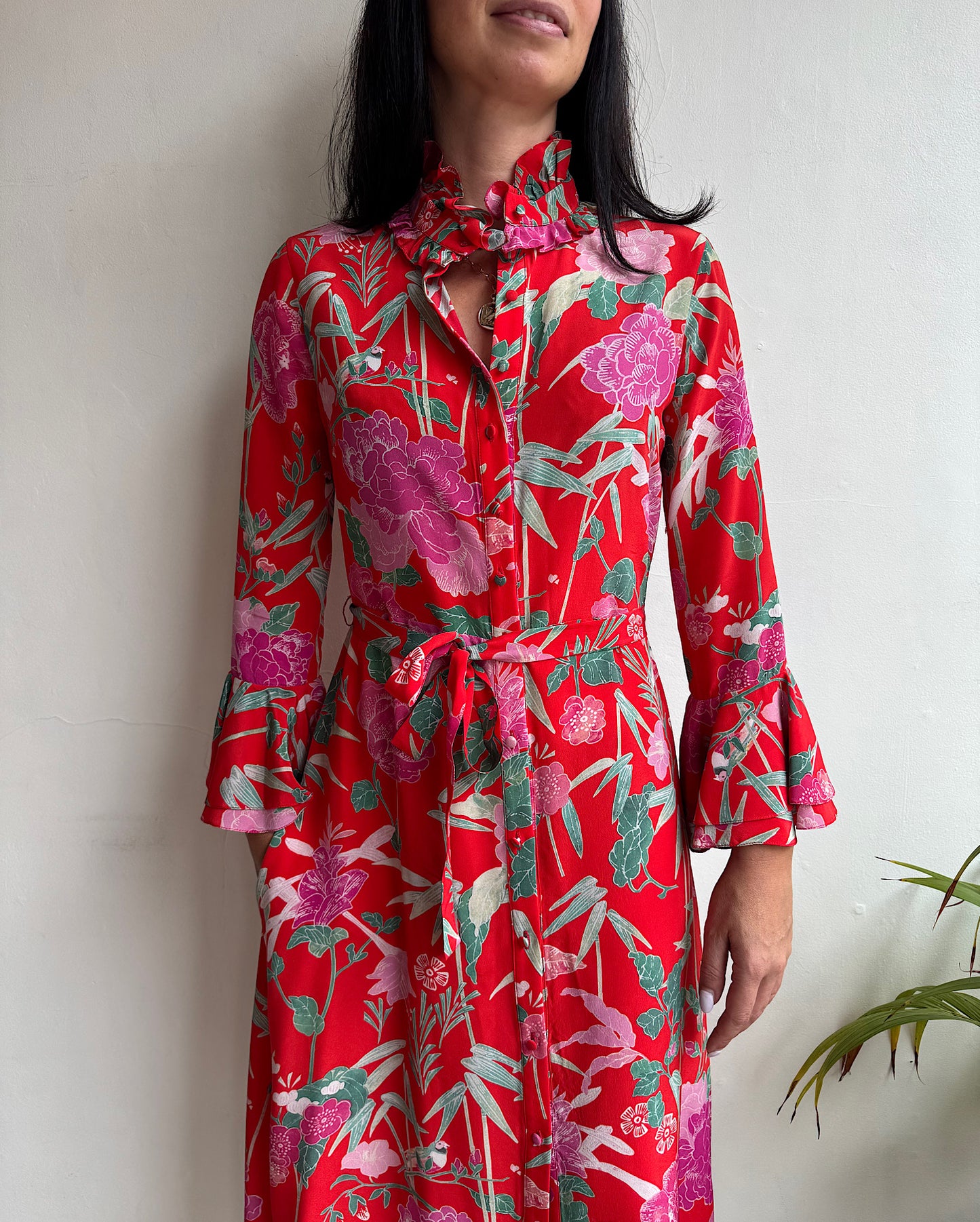 Beulah Red Silk Dress ~ Size 8