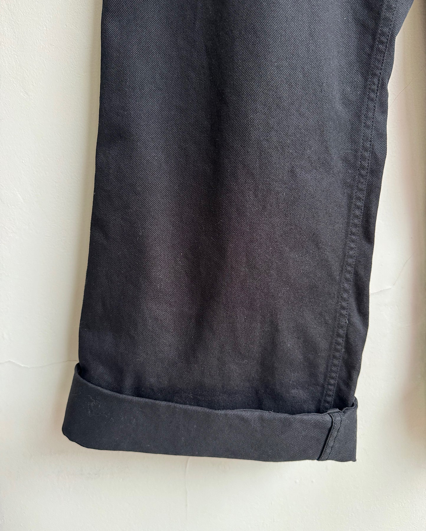 Black Cotton Twill Trousers ~ Size L