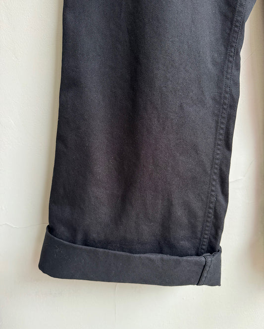 Black Cotton Twill Trousers ~ Size L