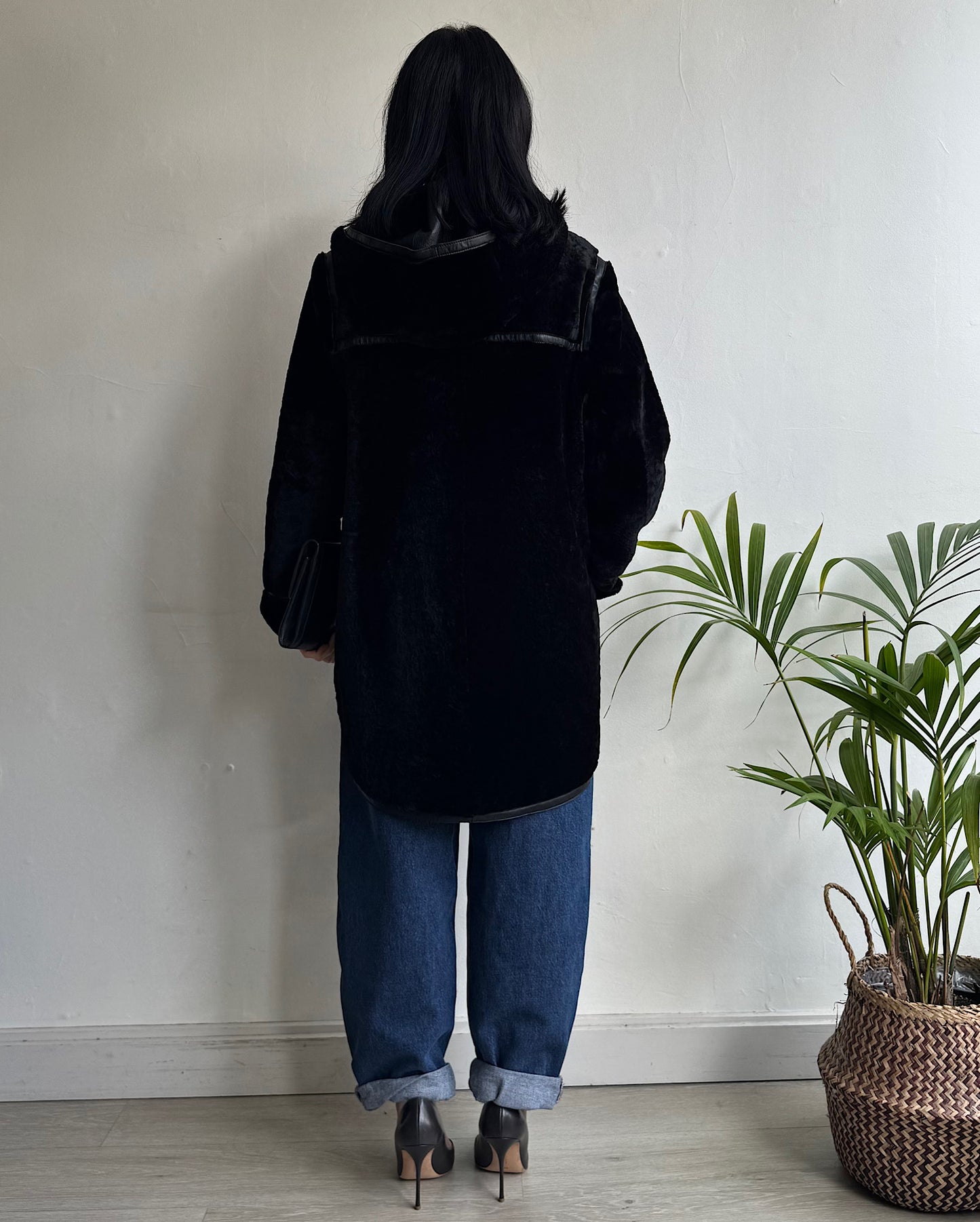 Shearling Hooded Coat ~ Size S