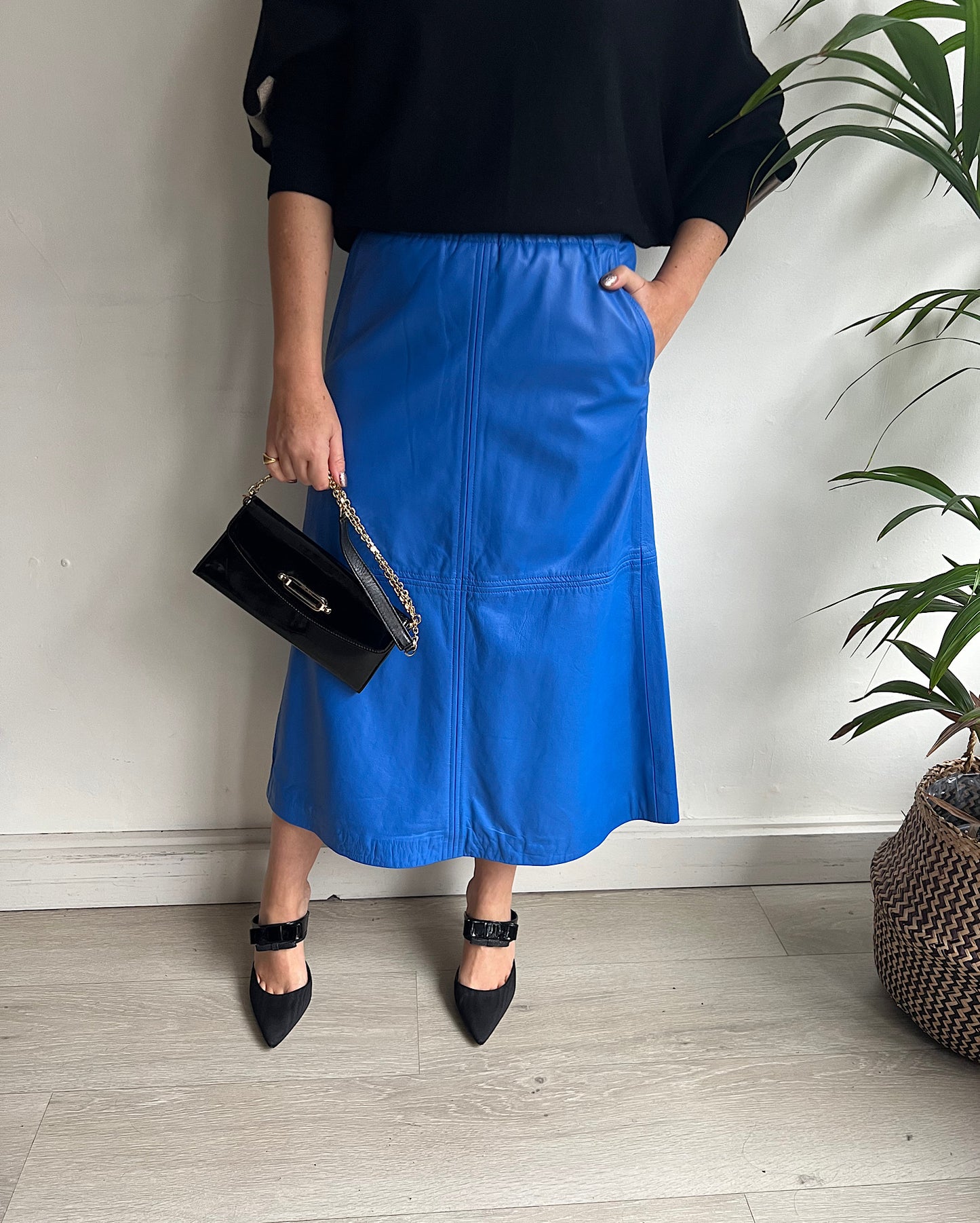 Blue Leather Skirt ~ Size M