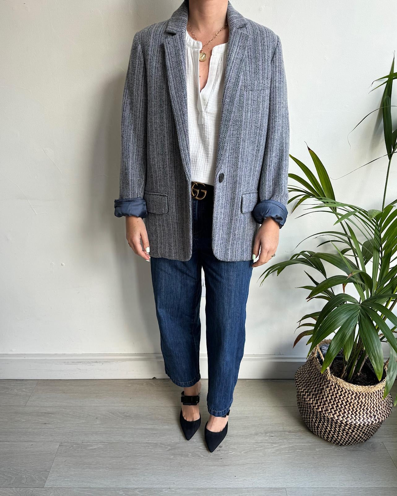 'Charley' Grey Jacket ~ Size 10 full length view