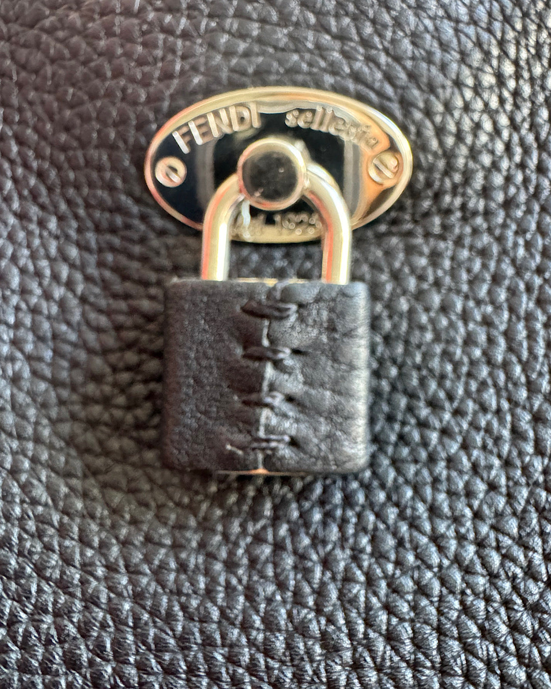 Fendi Black Grained Leather Tote