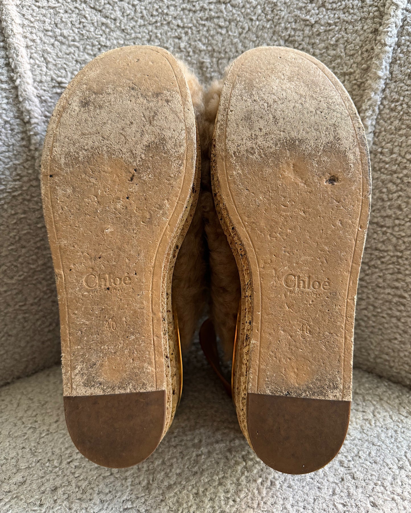 Camilla Shearling Slingback Wedges ~ Size 7