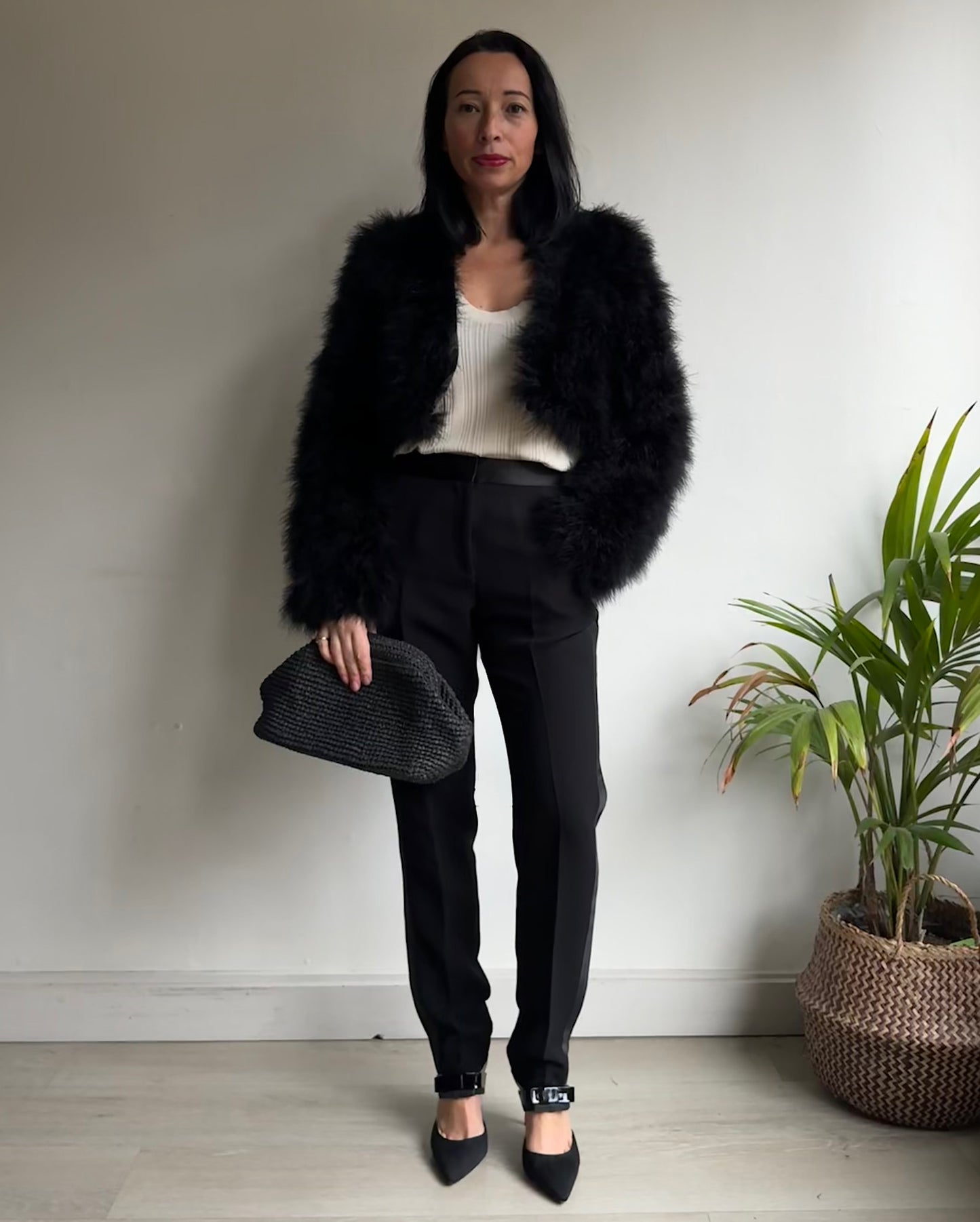 Black Faux Fur Jacket ~ Size S