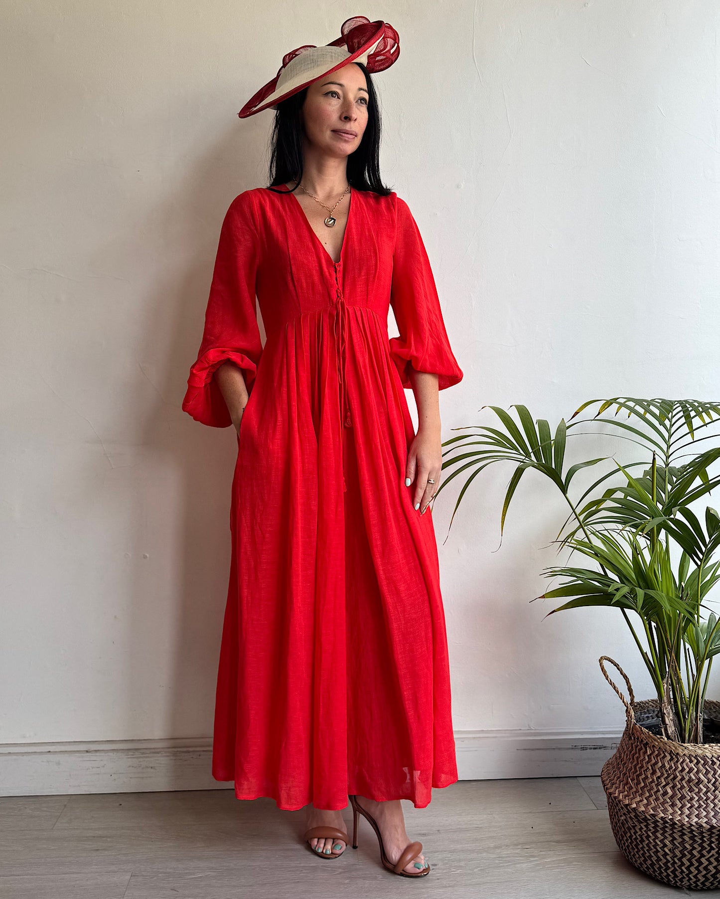 Weekend Maxmara Red Linen Dress ~ Size 6