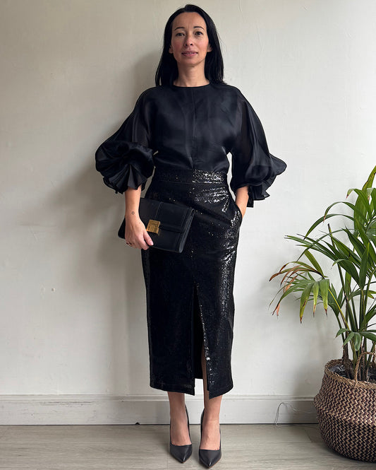 Black Silk Blouse ~ size 10