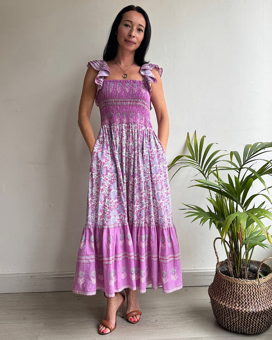 Blockprint Midi Dress ~ Size S