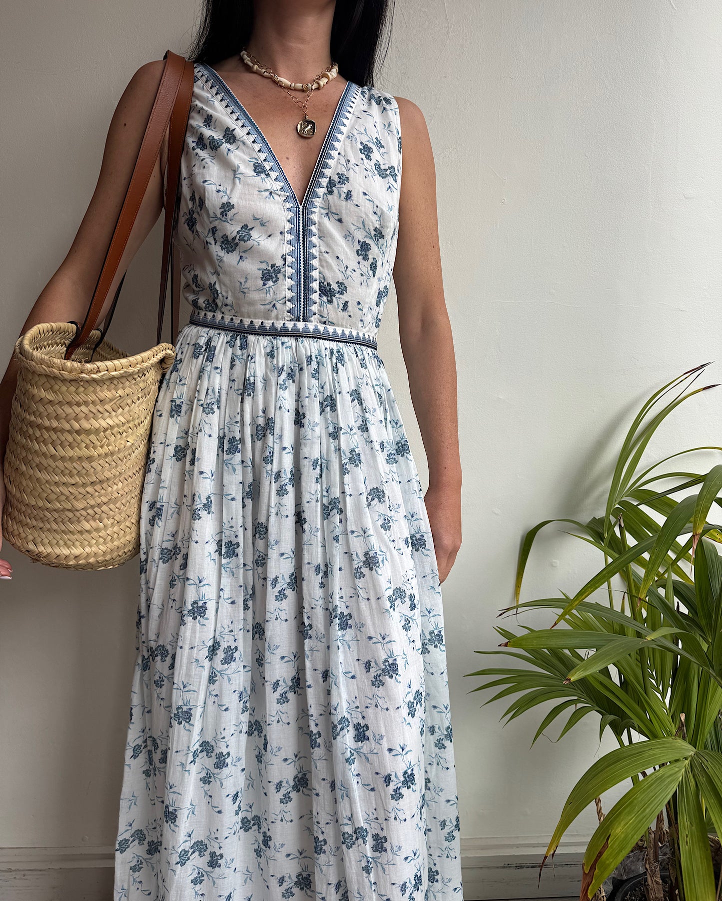 Emporio Sirenuse White Blue Dress ~ Size 8