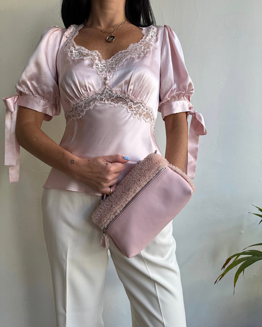 Pink Silk Lace Top ~ Size 8