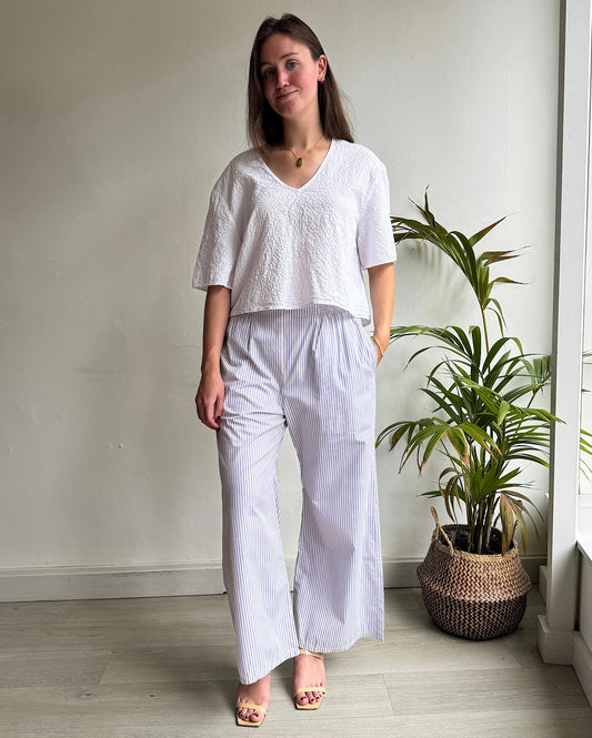 Striped Wide-Leg Trousers ~ Size M