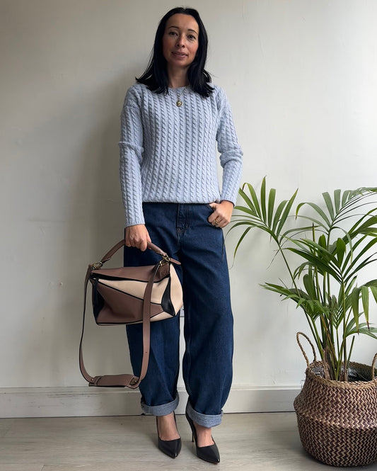 Blue Cashmere Cable Knit ~ Size 12