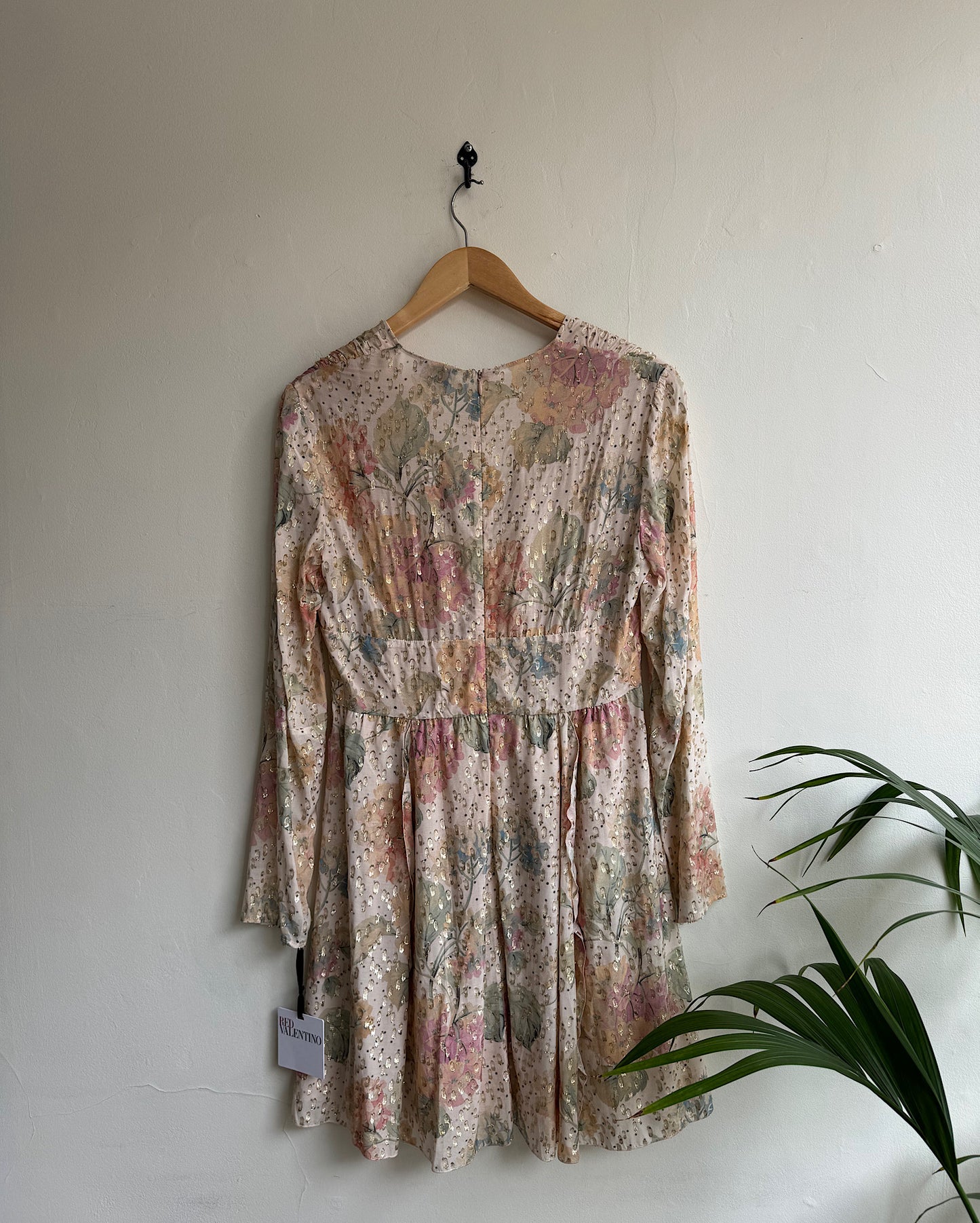 Blush RED Valentino Floral Dress ~ Size rear view on hanger