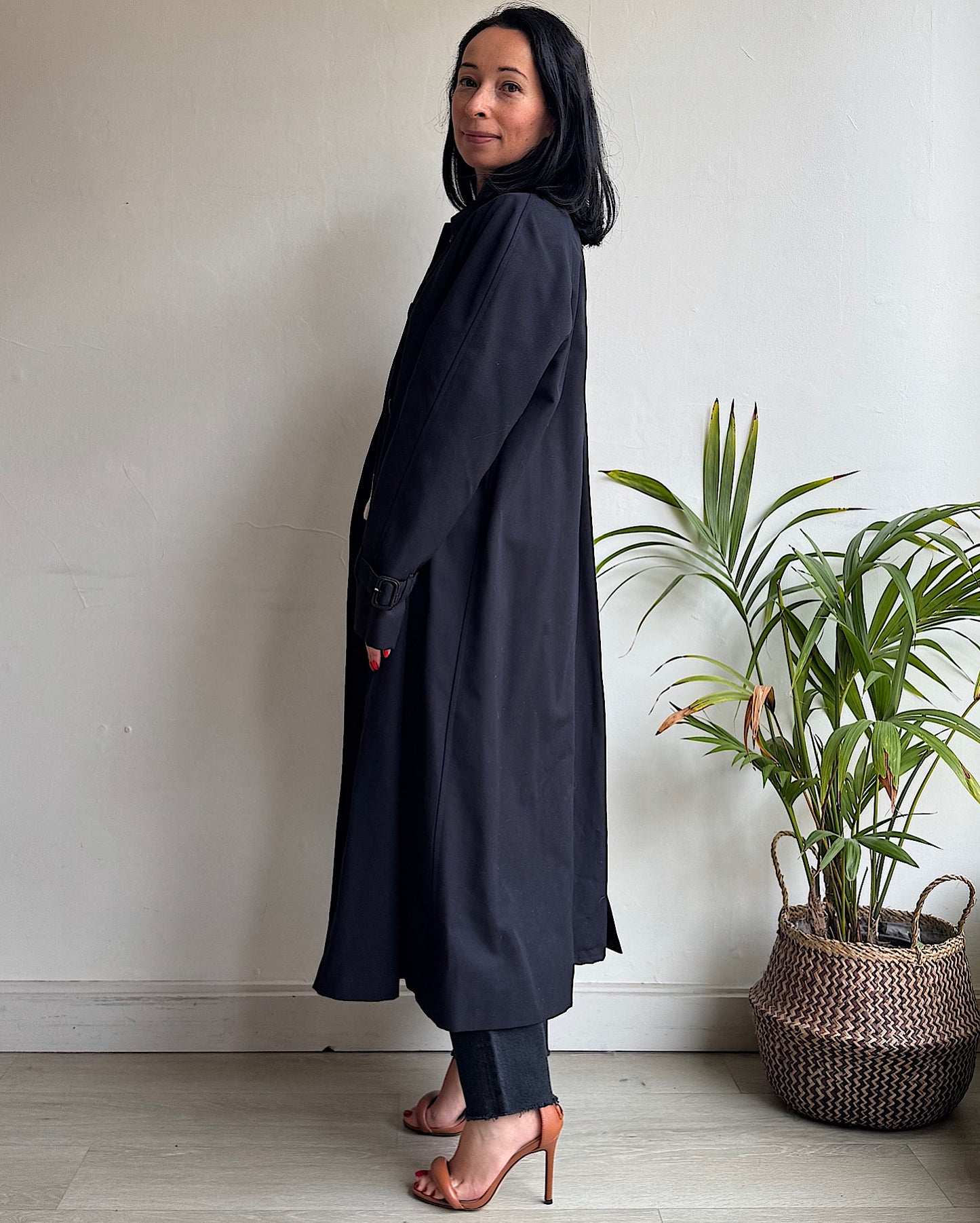 Navy Wool-Blend Mac ~ Size 10