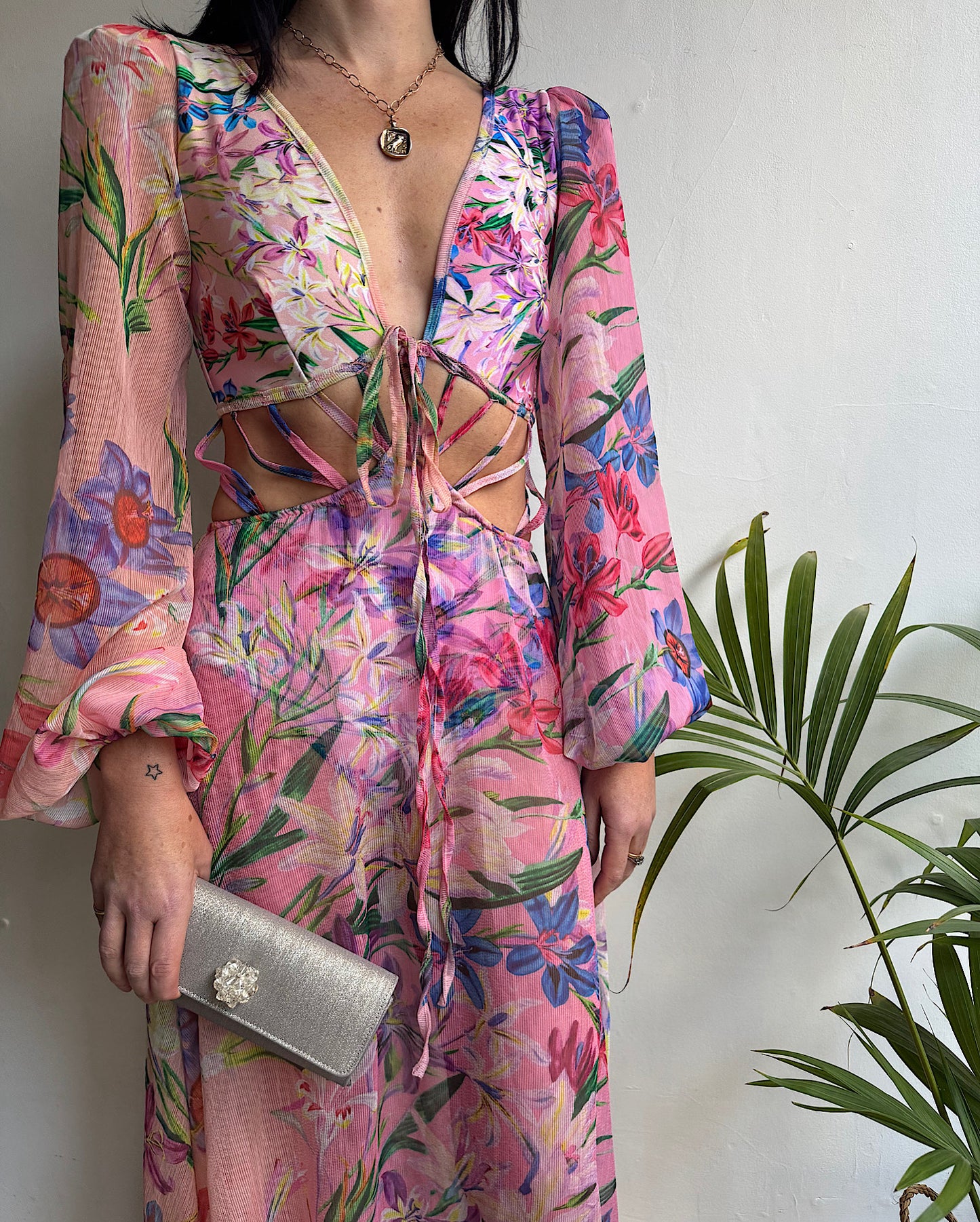Floral Silk Dress ~ Size 8