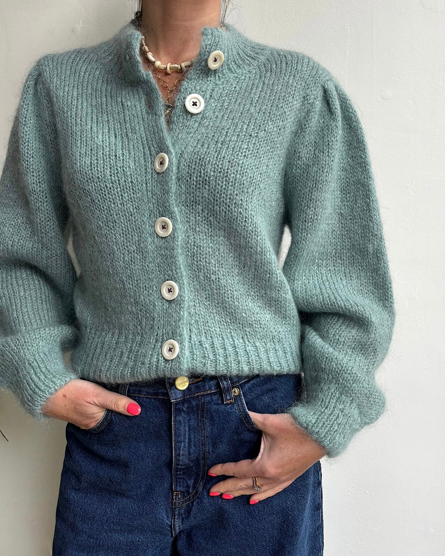 Green Mohair Cardigan ~ Size XS
