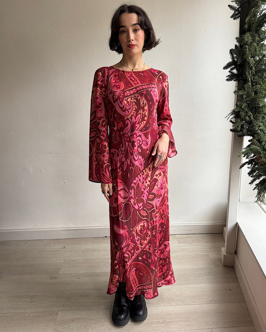 SALE - Patterned Silk Dress ~ Size 16