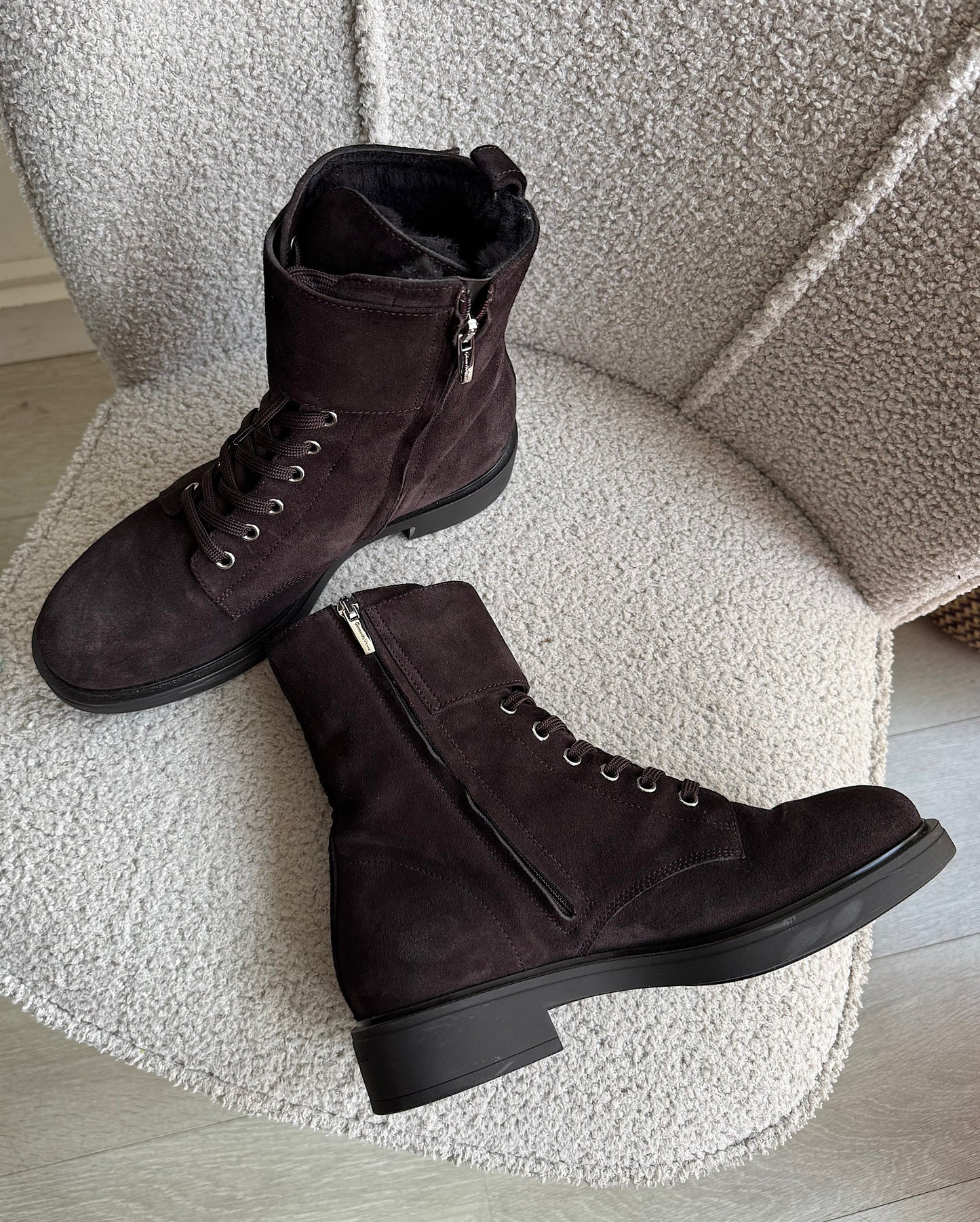 Brown Suede Shearling Lined Boots ~ Size 6.5