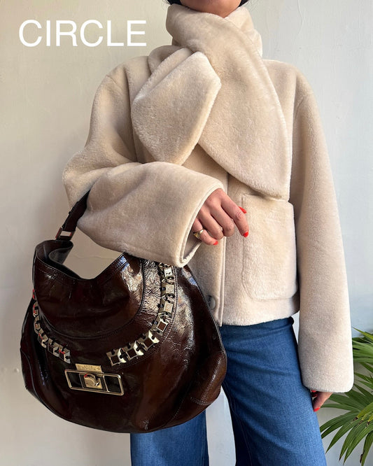 Marella Cream Faux Shearling Jacket ~ Size 10