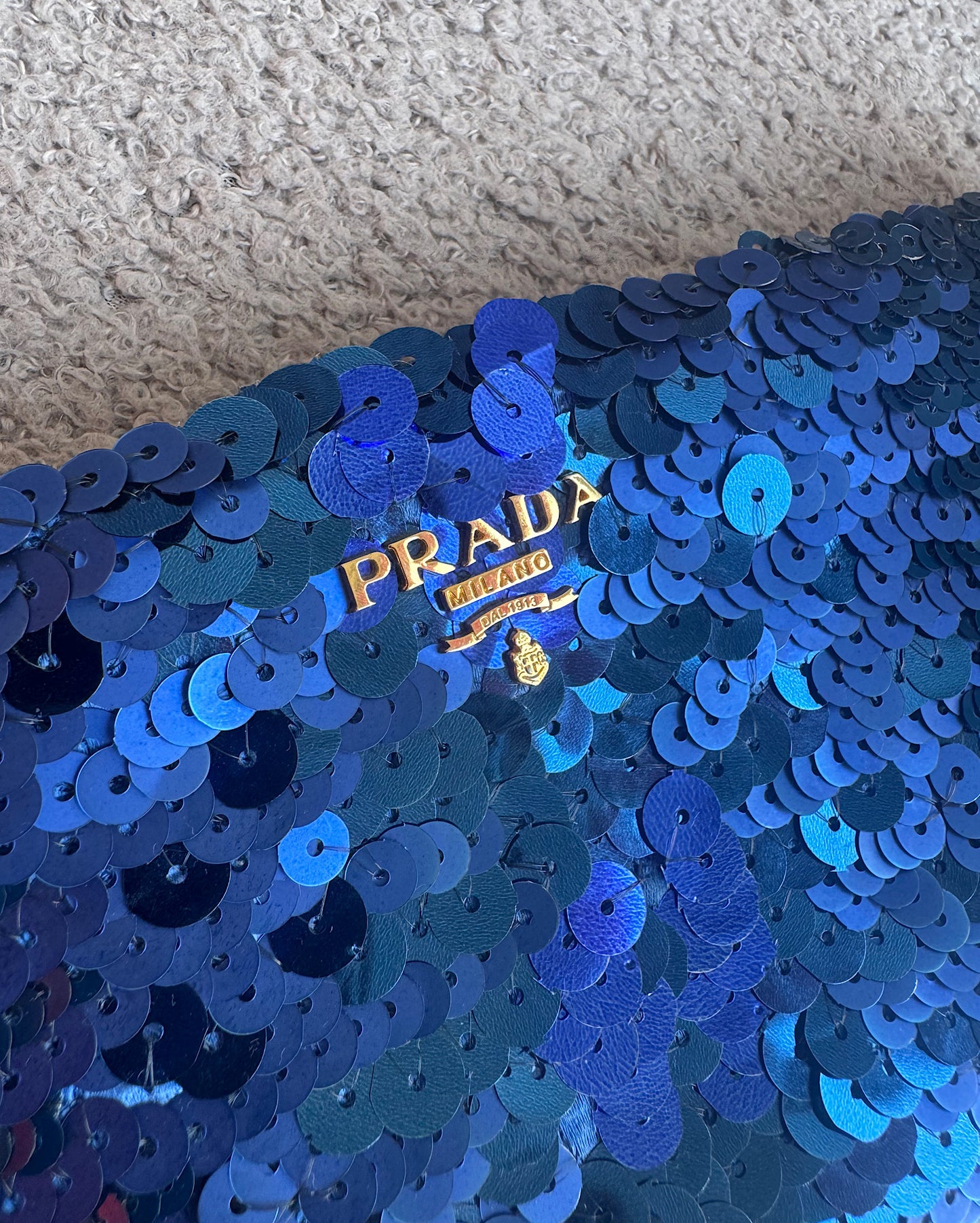 Prada Blue Sequin Clutch