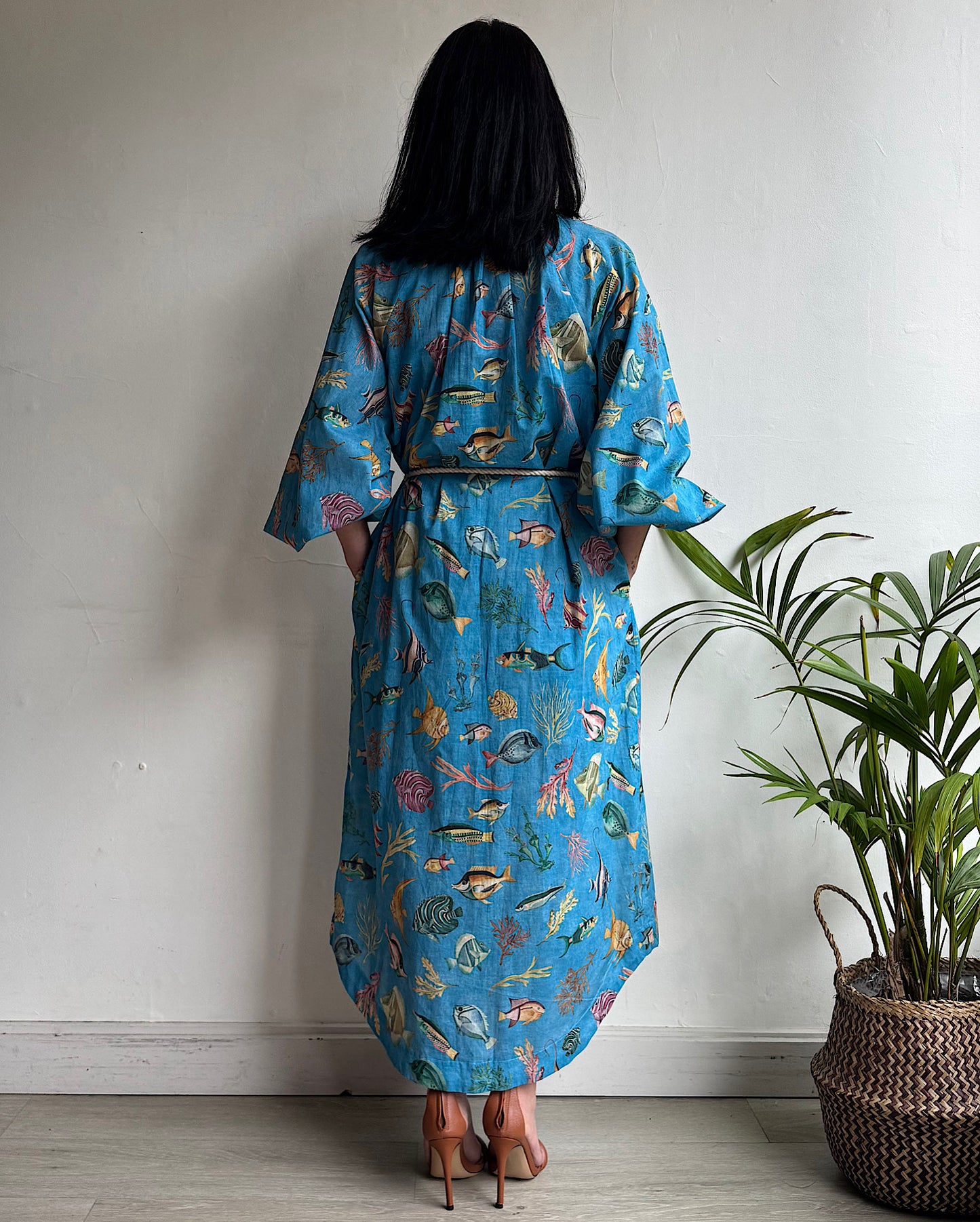 Fish Print Shirt Dress ~ Size 8