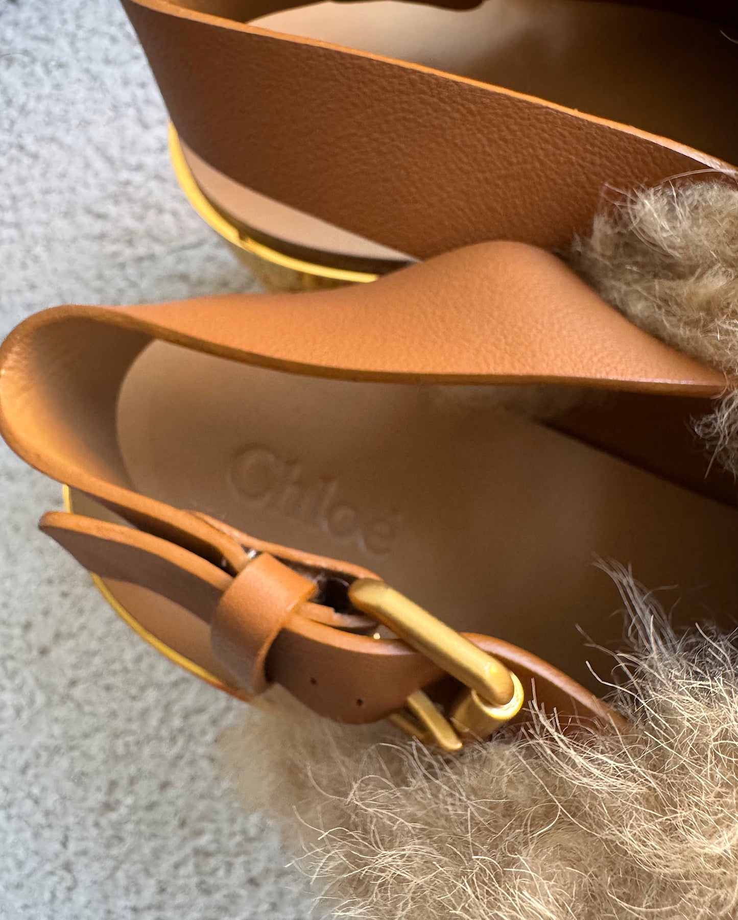 Camilla Shearling Slingback Wedges ~ Size 7