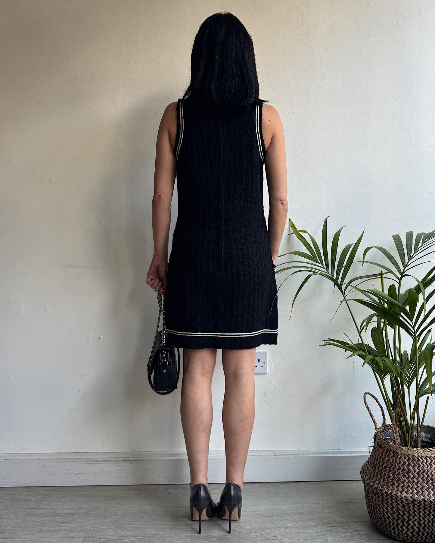 Black Ribbed Mini Dress ~ Size 6
