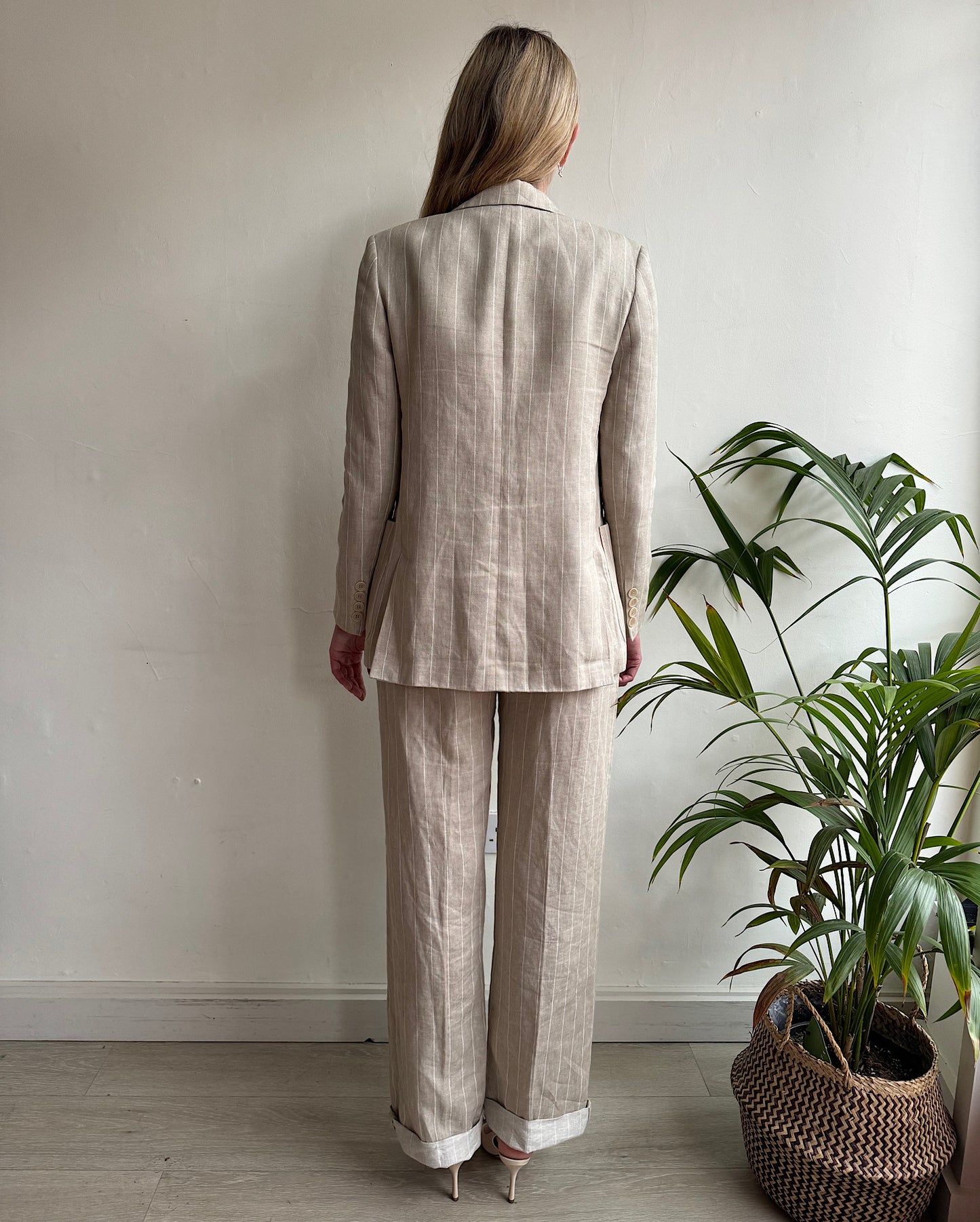 Linen Striped Suit ~ Size 8