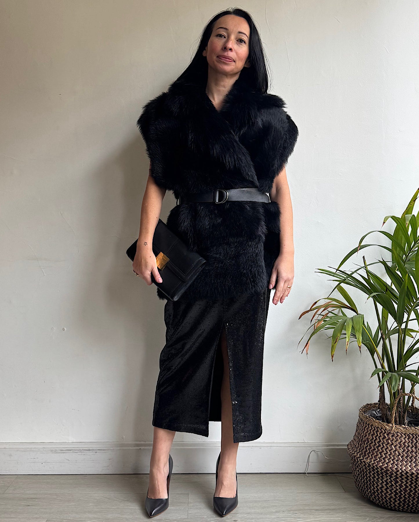 Black Shearling Gilet ~ Size 12