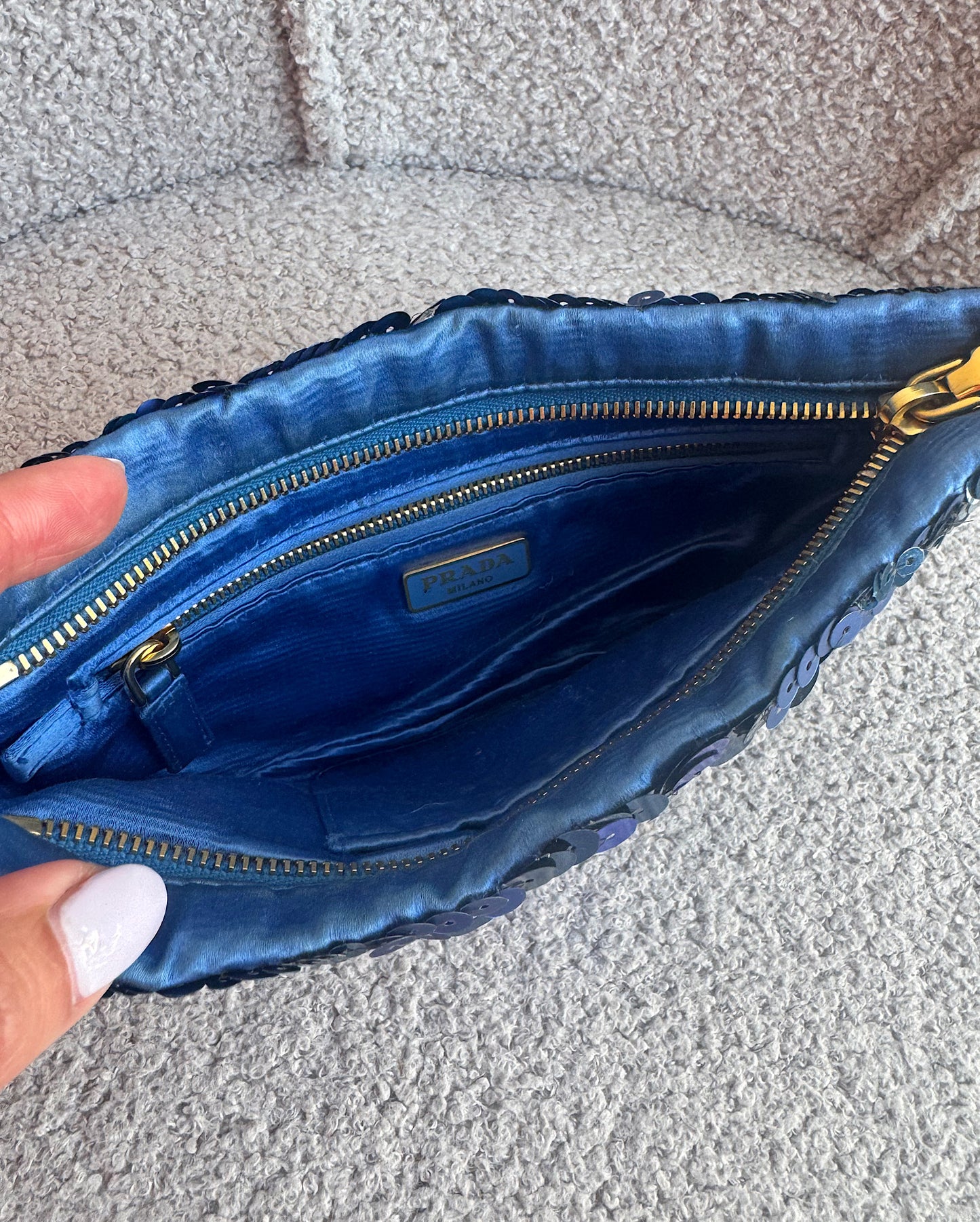 Prada Blue Sequin Clutch
