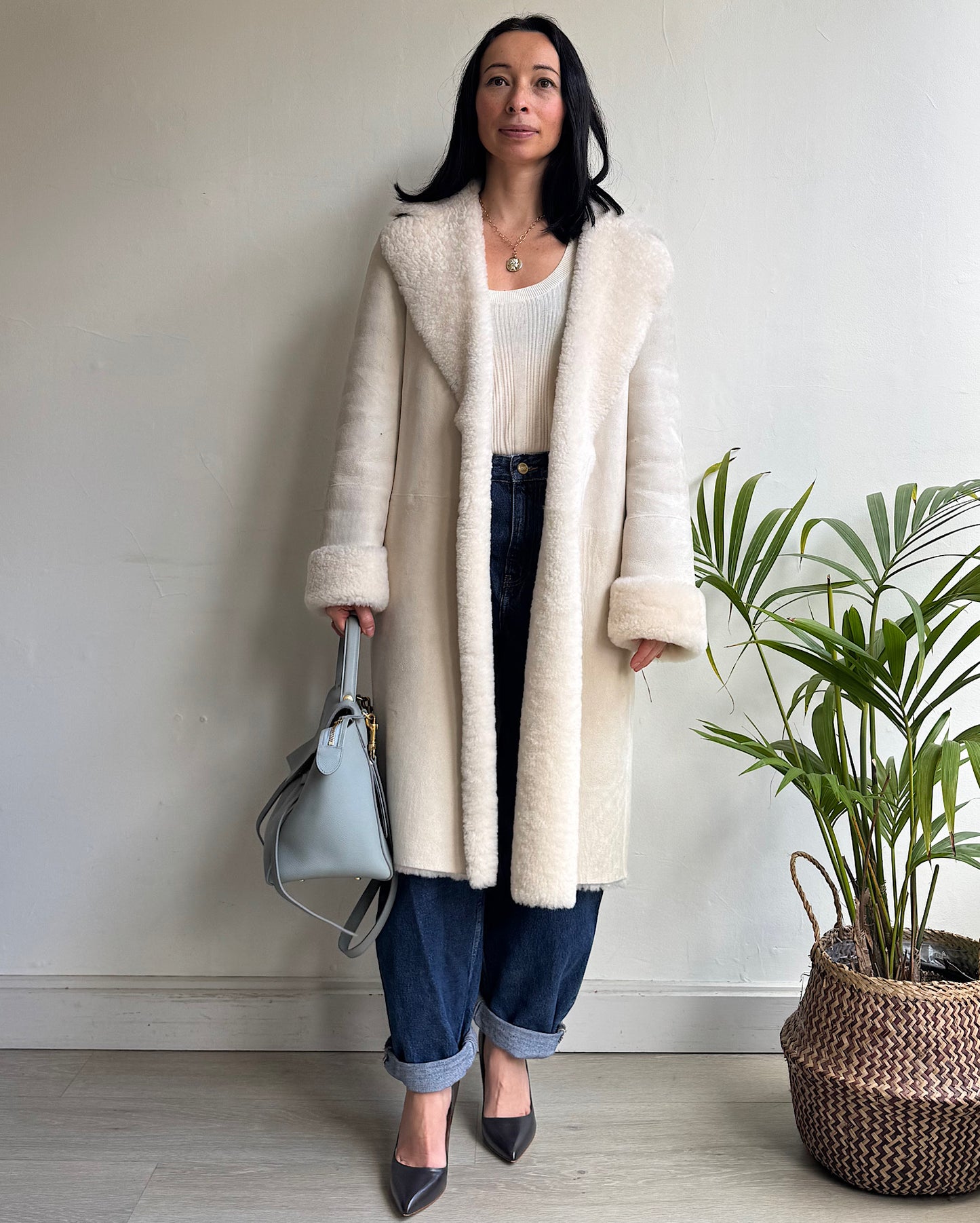 Cream Shearling Coat ~ Size 8/12