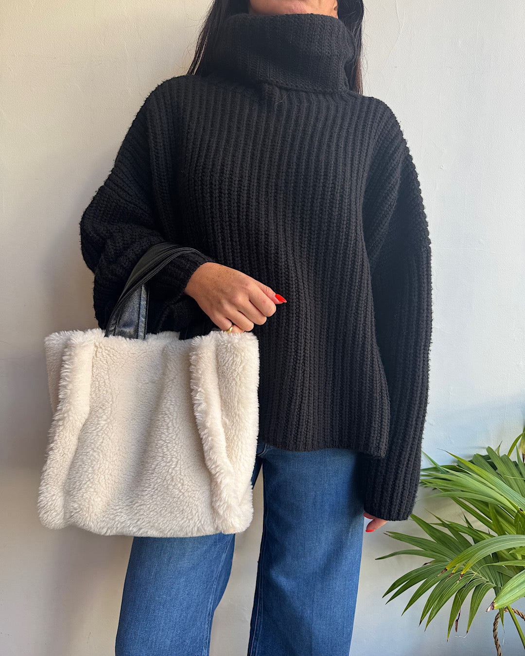 Joseph Black Ribbed Roll Neck ~ Size S