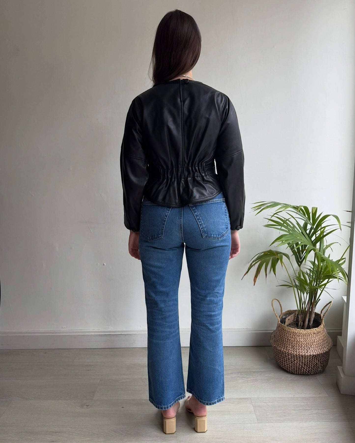 Black Leather Top ~ Size 8