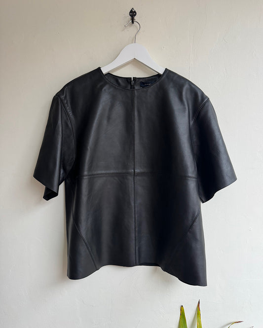 Black Leather Frieda Top ~ Size 10-12