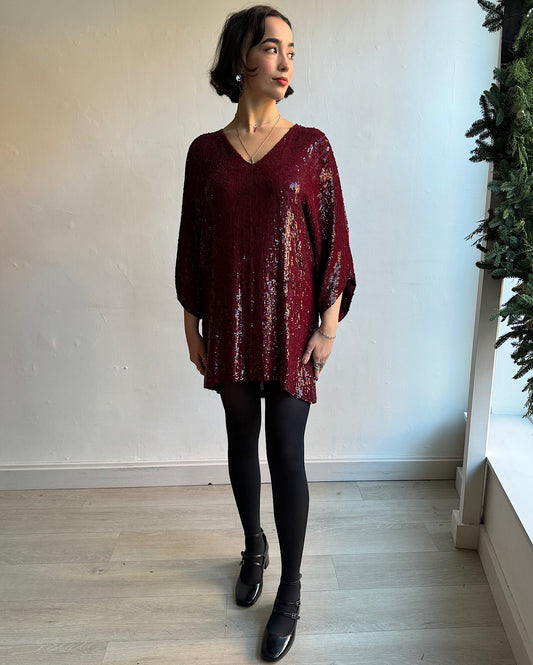 Burgundy Sequin Dress ~ Size S