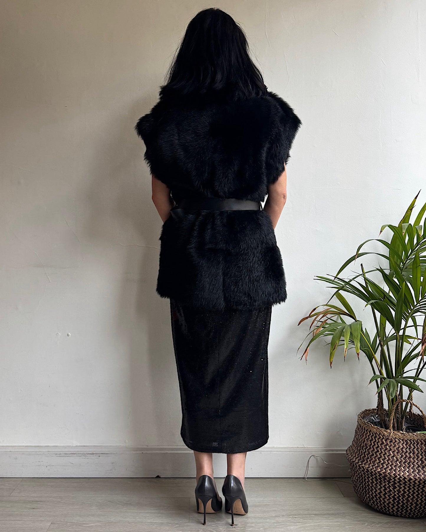 Black Shearling Gilet ~ Size 12