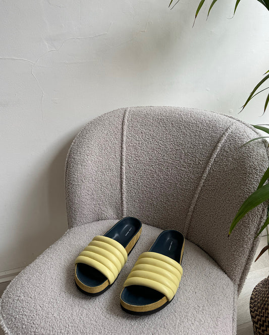 SALE Yellow Quilted Slides ~ Size 6