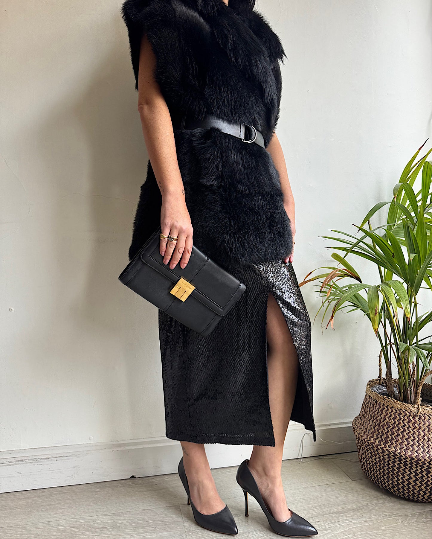 Black Shearling Gilet ~ Size 12